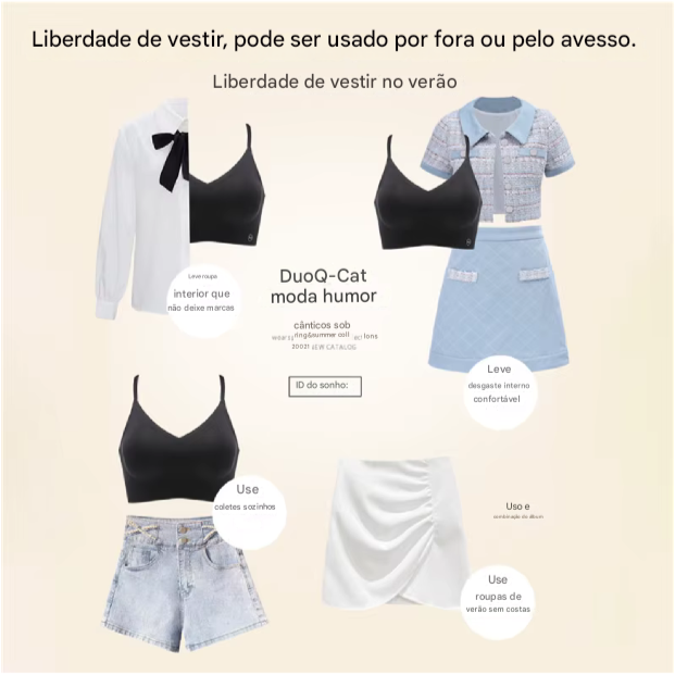 Sutiã feminino sem costas