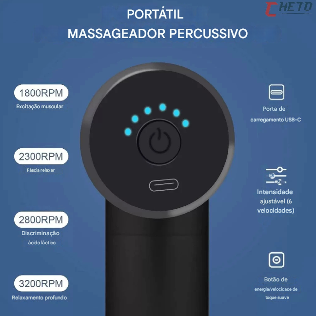 Massageador muscular elétrico profissional, pistola portátil